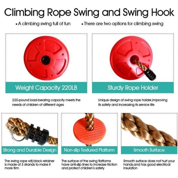 Climbing Rope Tree Swing with Disc Swings Seat and Platforms - Outdoor Play - Picture 3 of 6